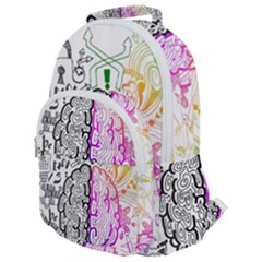 Anatomy Brain Head Medical Psychedelic  Skull Rounded Multi Pocket Backpack by danenraven