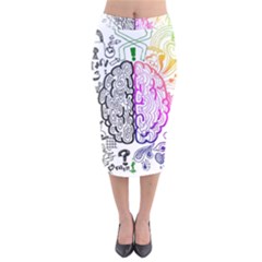 Anatomy Brain Head Medical Psychedelic  Skull Velvet Midi Pencil Skirt by danenraven