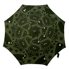 Green Bacteria Digital Wallpaper Eyes Look Biology Pattern Hook Handle Umbrellas (medium) by danenraven