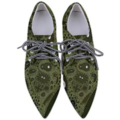 Green Bacteria Digital Wallpaper Eyes Look Biology Pattern Pointed Oxford Shoes by danenraven