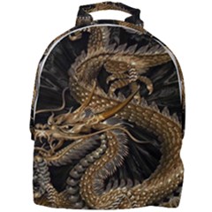 Gold And Silver Dragon Illustration Chinese Dragon Animal Mini Full Print Backpack by danenraven