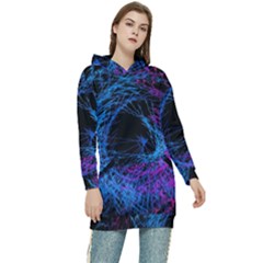 Symmetry Awesome 3d Digital Art Graphic Pattern Vortex Women s Long Oversized Pullover Hoodie