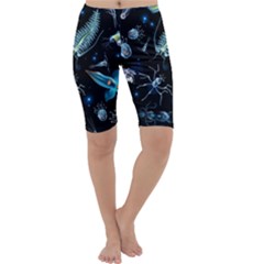 Colorful Abstract Pattern Consisting Glowing Lights Luminescent Images Marine Plankton Dark Cropped Leggings 