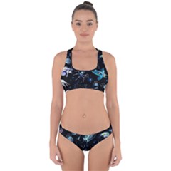 Colorful Abstract Pattern Consisting Glowing Lights Luminescent Images Marine Plankton Dark Cross Back Hipster Bikini Set