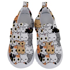 Cute-cat-kitten-cartoon-doodle-seamless-pattern Kids  Velcro No Lace Shoes by Jancukart