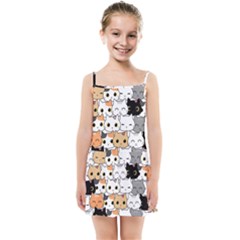 Cute-cat-kitten-cartoon-doodle-seamless-pattern Kids  Summer Sun Dress by Jancukart