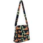 Seamless-pattern-with-cats Zipper Messenger Bag