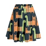 Seamless-pattern-with-cats High Waist Skirt