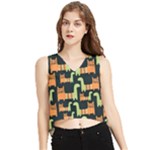Seamless-pattern-with-cats V-Neck Cropped Tank Top