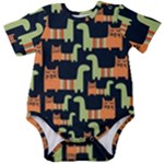 Seamless-pattern-with-cats Baby Short Sleeve Onesie Bodysuit