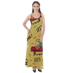 Childish-seamless-pattern-with-dino-driver Sleeveless Velour Maxi Dress by Jancukart