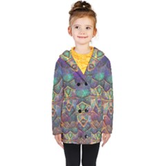 Dragon Fractal Pattern Texture Kids  Double Breasted Button Coat