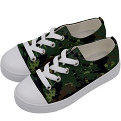 Military-background-grunge-style Kids  Low Top Canvas Sneakers by Wegoenart