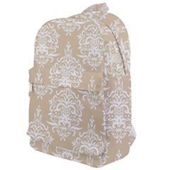 Clean Brown And White Ornament Damask Vintage Classic Backpack by ConteMonfrey