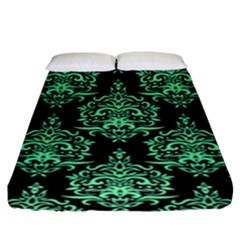 Black And Neon Ornament Damask Vintage Fitted Sheet (king Size) by ConteMonfrey