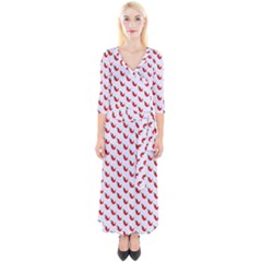 Small Mini Peppers White Quarter Sleeve Wrap Maxi Dress by ConteMonfrey