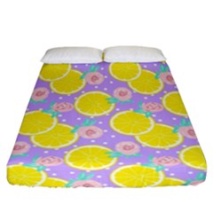 Purple Lemons  Fitted Sheet (california King Size) by ConteMonfrey