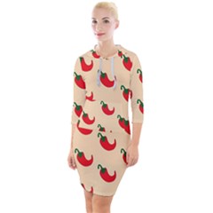 Small Mini Peppers Pink Quarter Sleeve Hood Bodycon Dress by ConteMonfrey