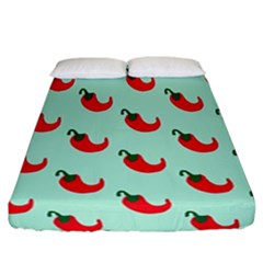 Small Mini Peppers Blue Fitted Sheet (california King Size) by ConteMonfrey