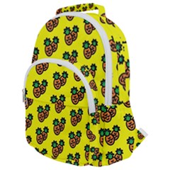 Yellow Background Pineapples Rounded Multi Pocket Backpack by ConteMonfrey