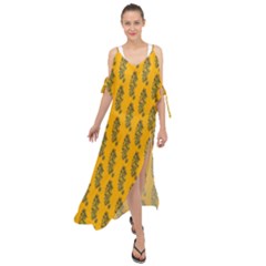 Yellow Lemon Branches Garda Maxi Chiffon Cover Up Dress by ConteMonfrey