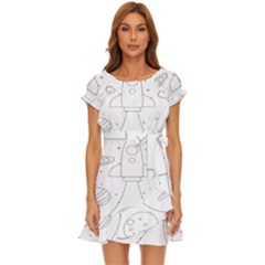 Going To Space - Cute Starship Doodle  Puff Sleeve Frill Dress by ConteMonfrey