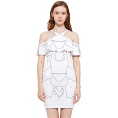 Starship Doodle - Space Elements Shoulder Frill Bodycon Summer Dress by ConteMonfrey