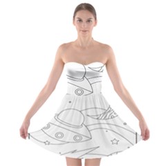 Starships Silhouettes - Space Elements Strapless Bra Top Dress by ConteMonfrey