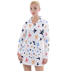 Sky Birds - Airplanes Women s Long Sleeve Casual Dress by ConteMonfrey