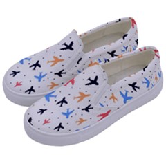 Sky Birds - Airplanes Kids  Canvas Slip Ons by ConteMonfrey