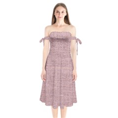 Terracotta Linen Shoulder Tie Bardot Midi Dress by ConteMonfrey