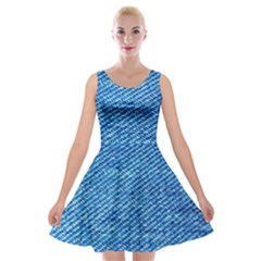 Blue Denim  Velvet Skater Dress by ConteMonfrey