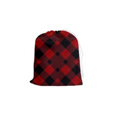 Red Diagonal Plaid Big Drawstring Pouch (small) by ConteMonfrey
