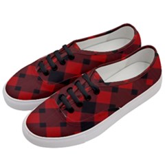 Red Diagonal Plaid Big Women s Classic Low Top Sneakers by ConteMonfrey