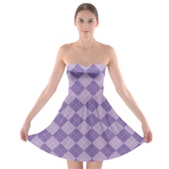 Diagonal Comfort Purple Plaids Strapless Bra Top Dress by ConteMonfrey