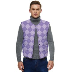Diagonal Comfort Purple Plaids Men s Short Button Up Puffer Vest	 by ConteMonfrey