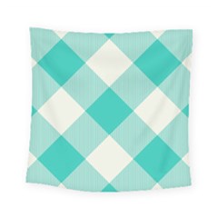 Blue Turquoise Diagonal Plaids Square Tapestry (small) by ConteMonfrey