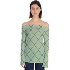 Discreet Green Plaids Off Shoulder Long Sleeve Top by ConteMonfrey