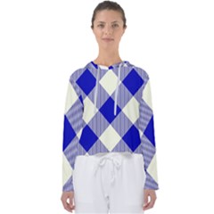 Blue And White Diagonal Plaids Women s Slouchy Sweat by ConteMonfrey