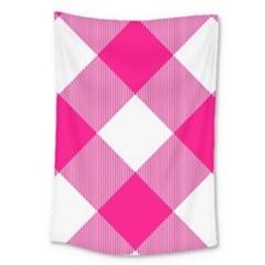 Pink And White Diagonal Plaids Large Tapestry by ConteMonfrey