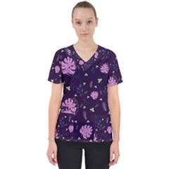 Monstera Leaves Plant Tropical Nature Women s V-neck Scrub Top by Ravend