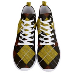 Modern Yellow Golden Plaid Men s Lightweight High Top Sneakers by ConteMonfrey