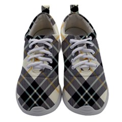 Black, Yellow And White Diagonal Plaids Women Athletic Shoes by ConteMonfrey