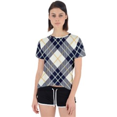 Black, Yellow And White Diagonal Plaids Open Back Sport Tee by ConteMonfrey