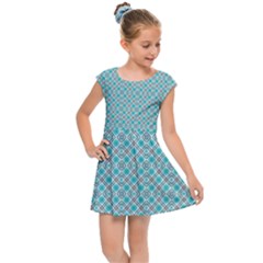 Diagonal Turquoise Plaids Kids  Cap Sleeve Dress by ConteMonfrey