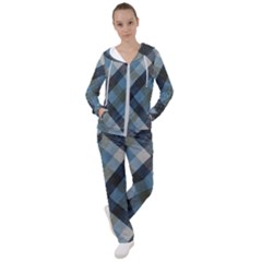 Black And Blue Iced Plaids  Women s Tracksuit by ConteMonfrey