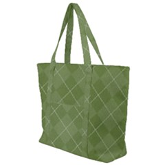 Discreet Green Tea Plaids Zip Up Canvas Bag by ConteMonfrey