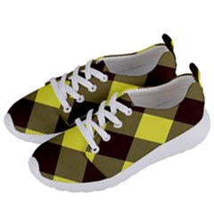 Black And Yellow Plaids Diagonal Women s Lightweight Sports Shoes by ConteMonfrey