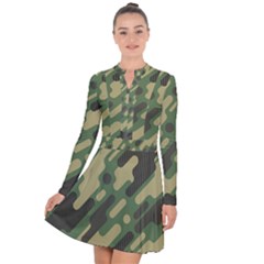 Camouflage Pattern Background Long Sleeve Panel Dress by Wegoenart