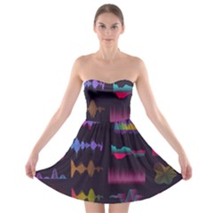 Colorful-sound-wave-set Strapless Bra Top Dress by Wegoenart
